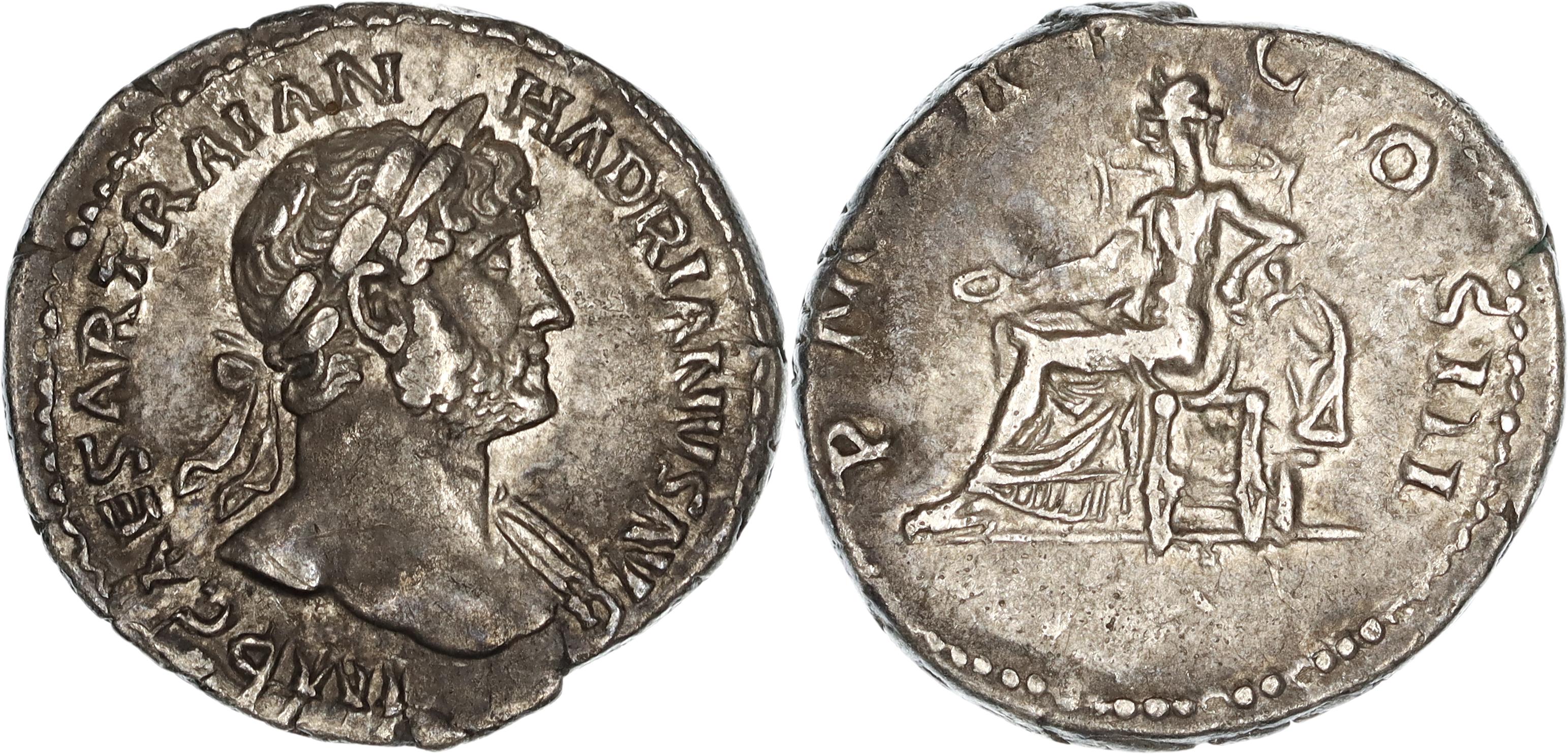 Roman Empire, Hadrian, Silver Denarius, 119-122 AD, gVF