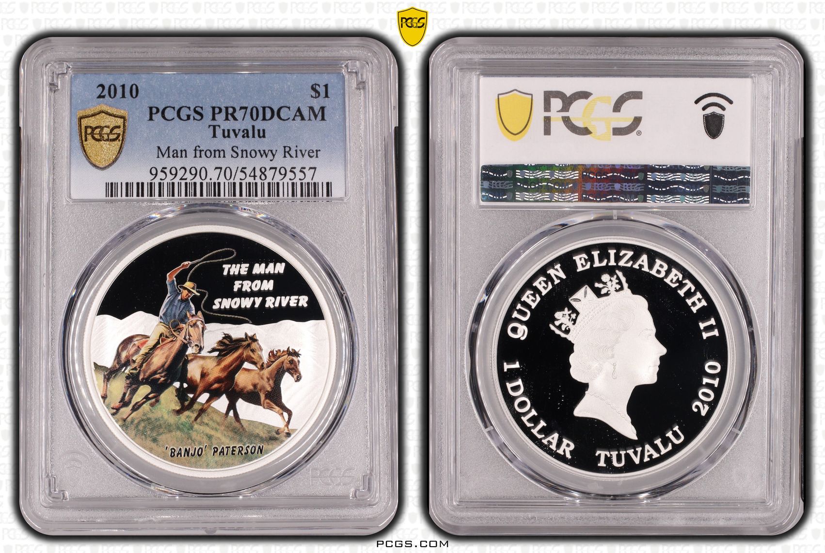 Tuvalu, Man from Snowy River, POP 2/0, One Dollar, 2010, PCGS PR70DCAM