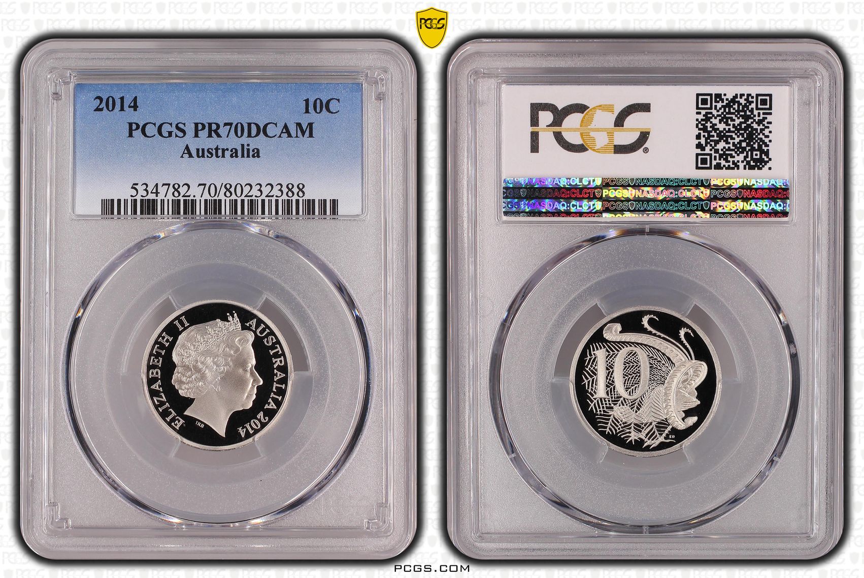 Elizabeth II, Ten Cent, 2014, PCGS PR70DCAM