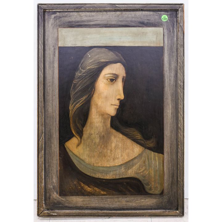Betty Frost Midcentury Portrait Oil Painting Framed- 25x17''