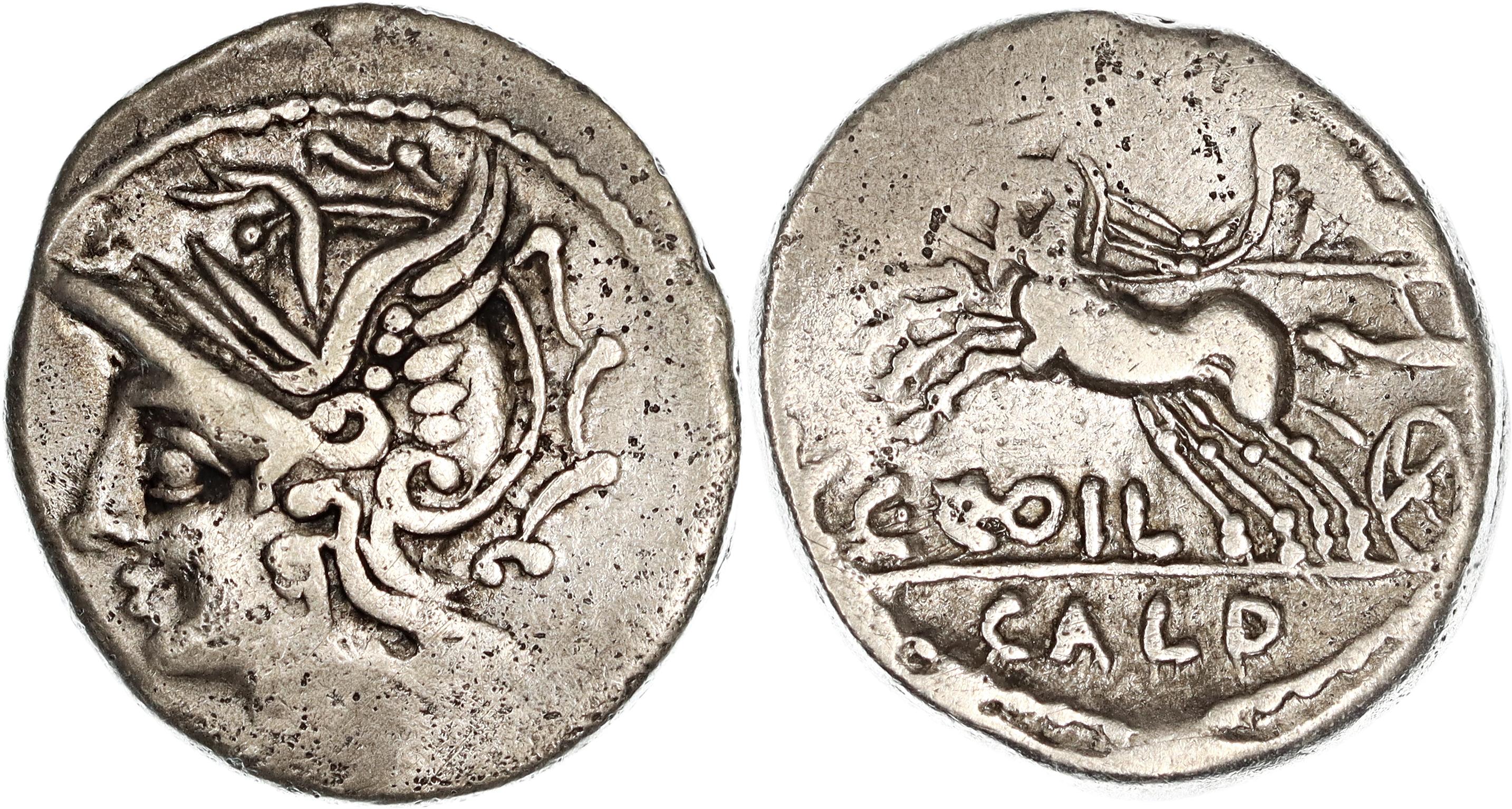 Roman Republic, C. Coelius C.f. C.n. Caldus, Silver Denarius, 104 BC, VF