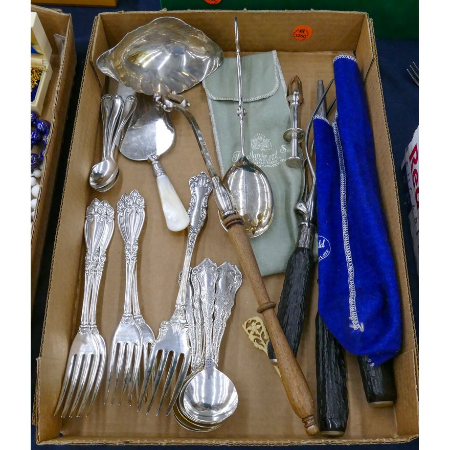 Box Antique Silverplate Flatware etc.