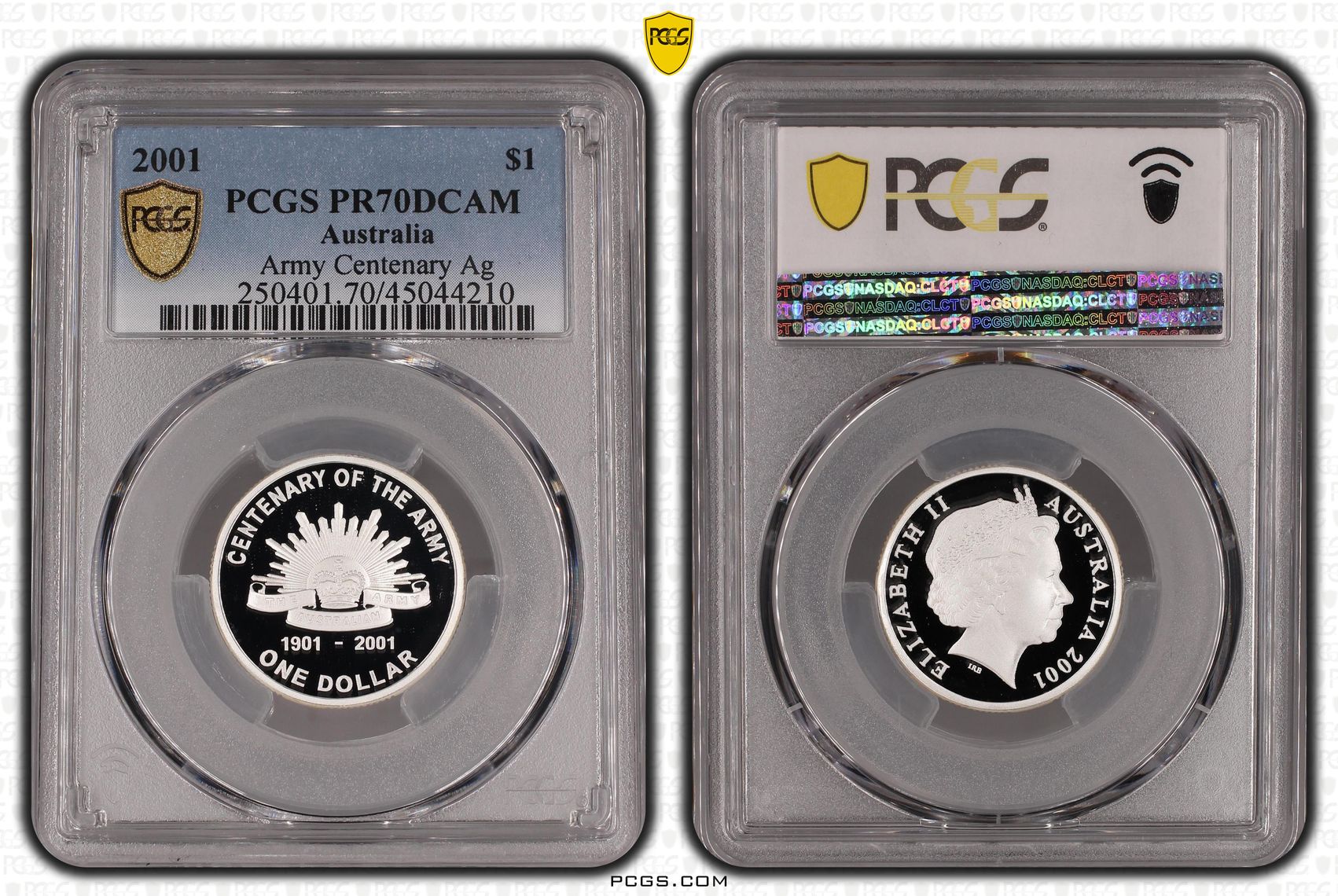 2001 Australia One Dollar, $1 Silver Army PCGS - PR70DCAM POP 14/0 -210