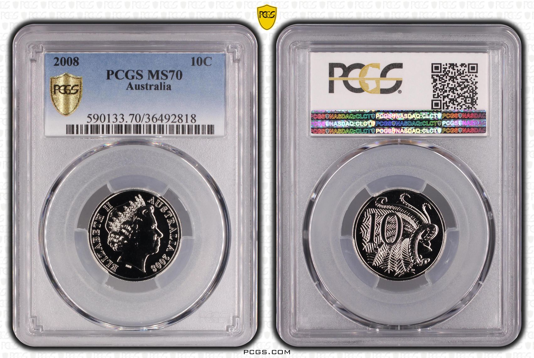 Ten Cent, 2008, PCGS MS70