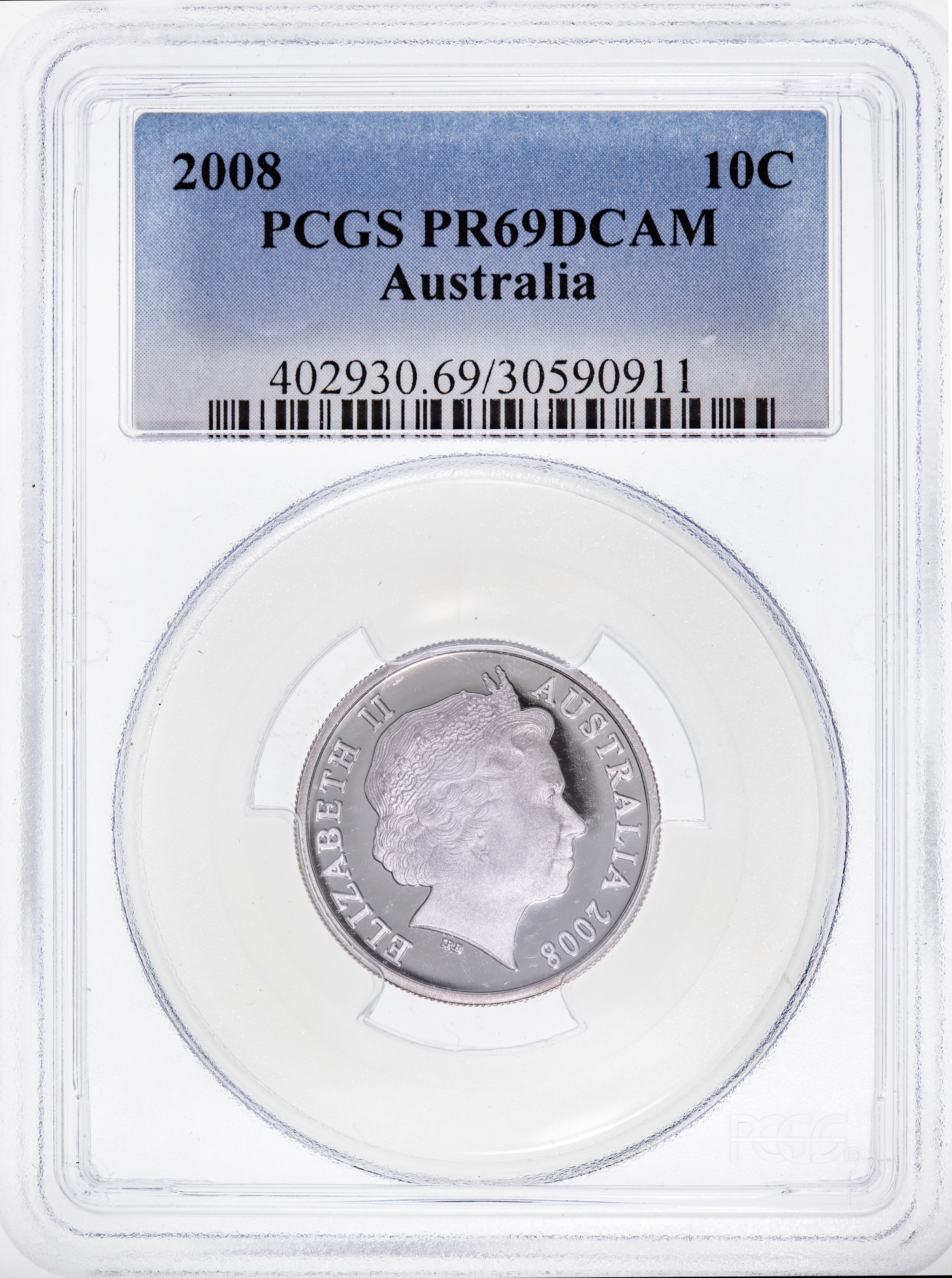 Ten Cent, 2008, Pcgs Pr69dcam