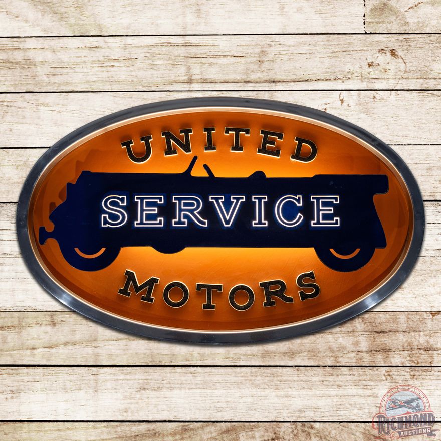 Fantastic NOS United Motors Service Countertop Lighted Advertising Sign w/ Original Box