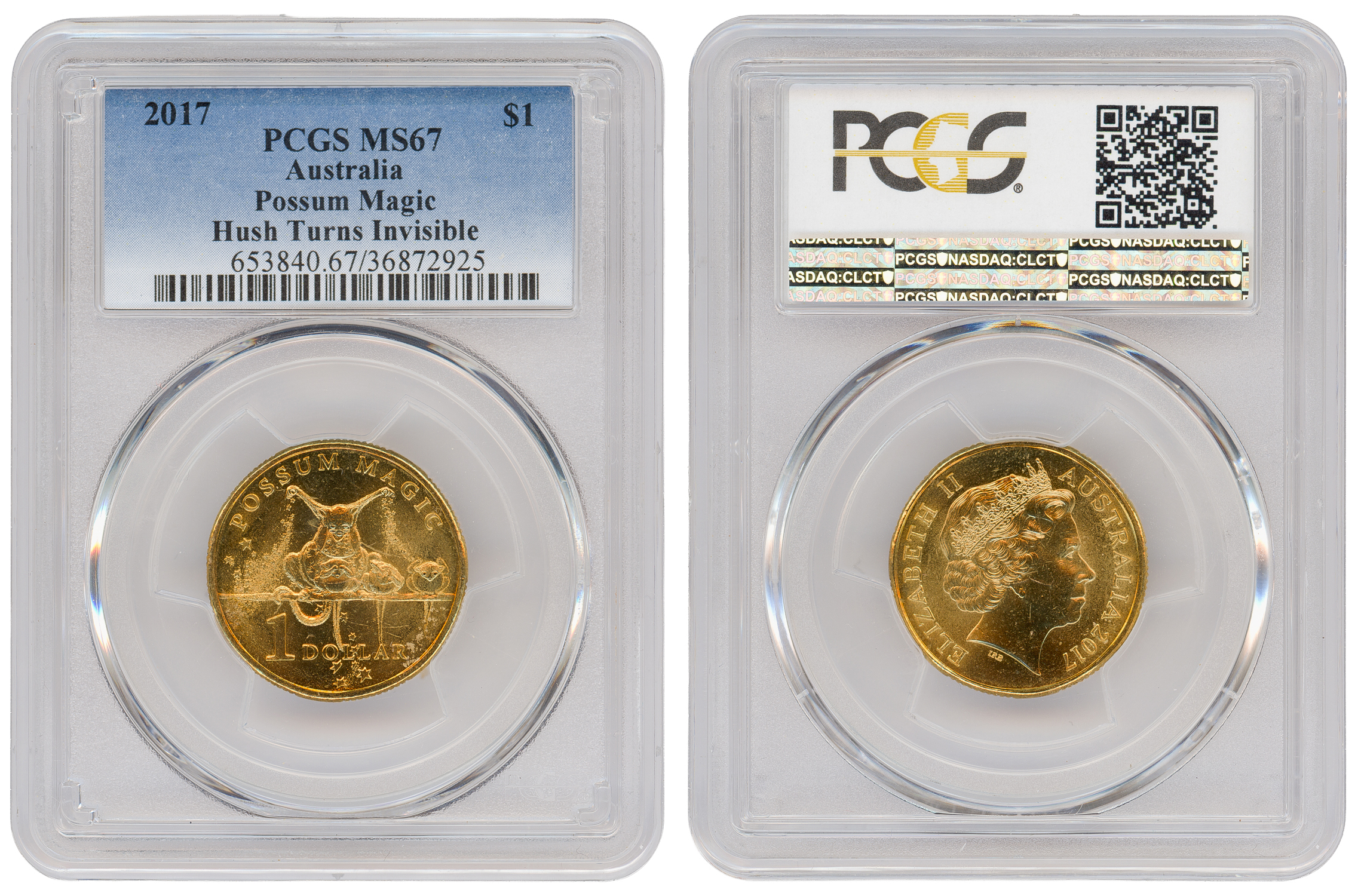 Possum Magic Hush Turns Invisible, One Dollar, 2017, PCGS MS67