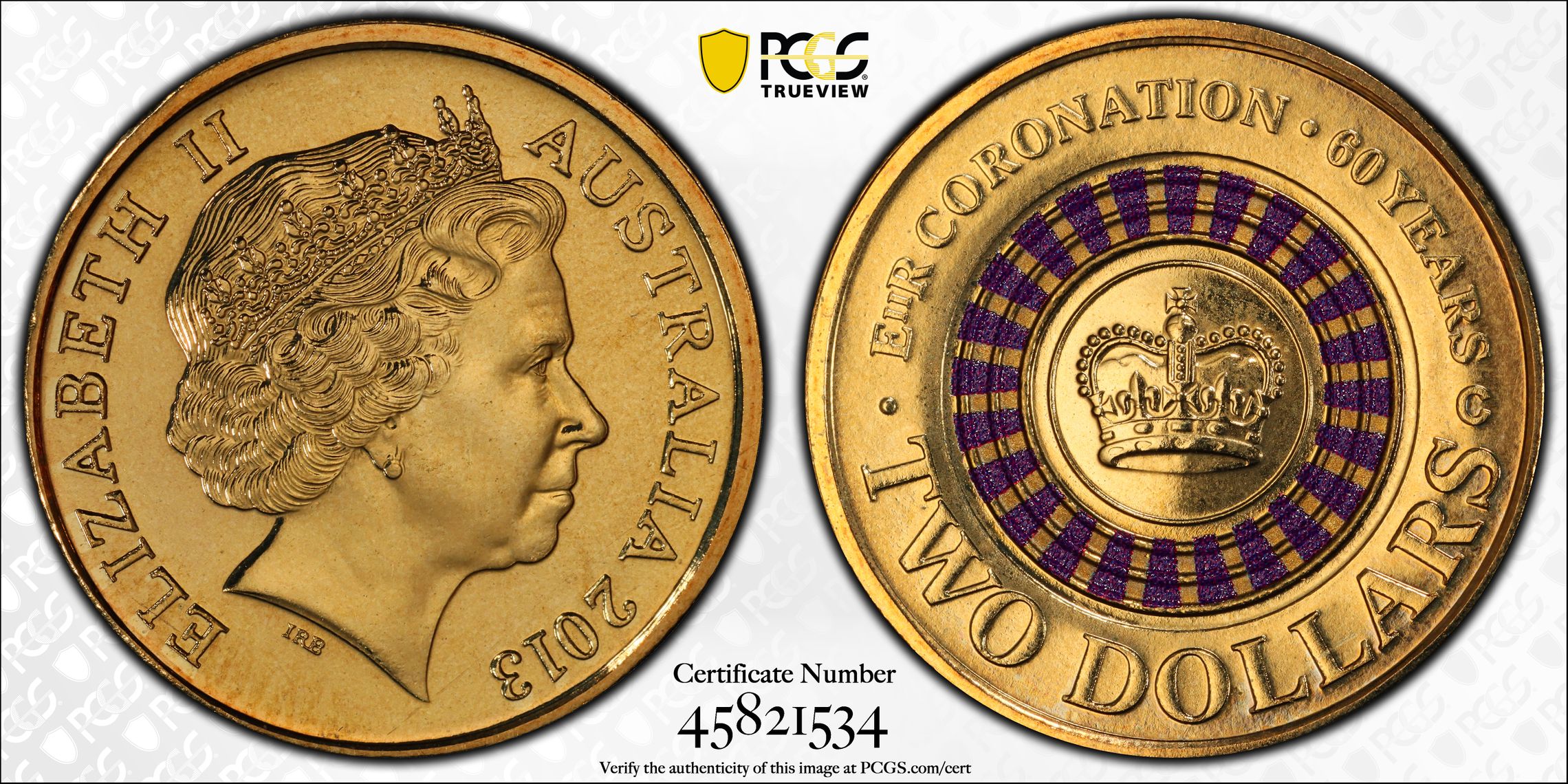 Coronation Colorized, Two Dollar, 2013-C, PCGS MS65
