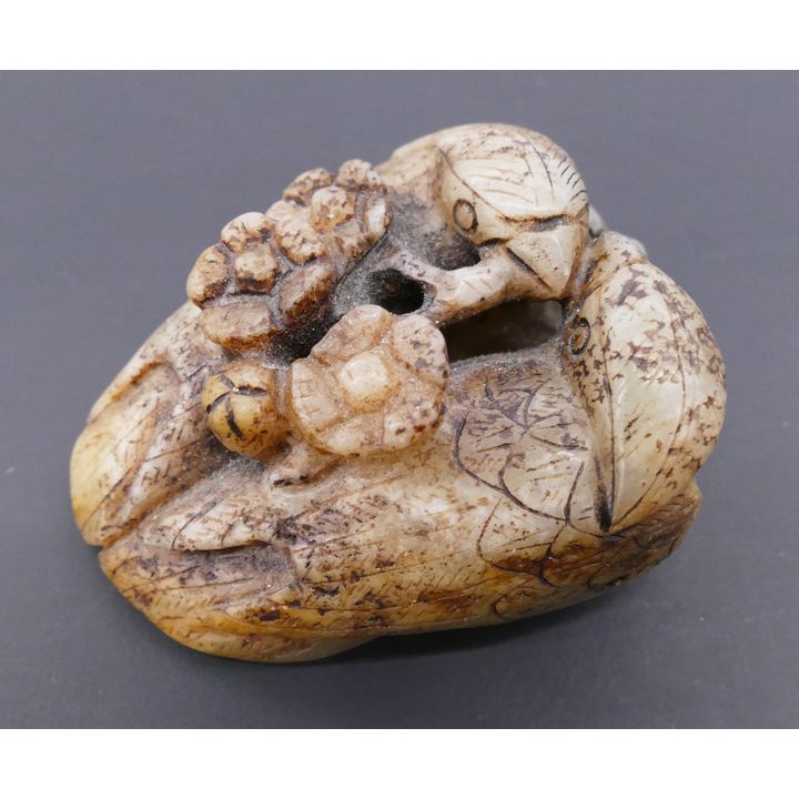 Chinese Ming Jade Birds & Flowers Pebble