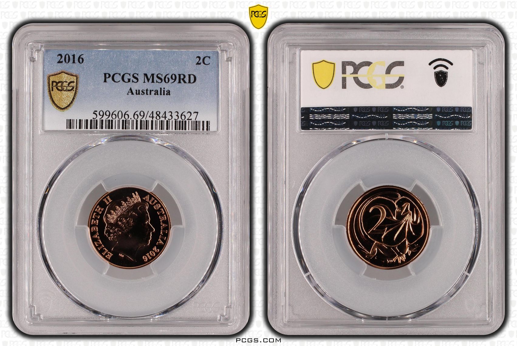 Elizabeth II, Two Cent, 2016, PCGS MS69RD