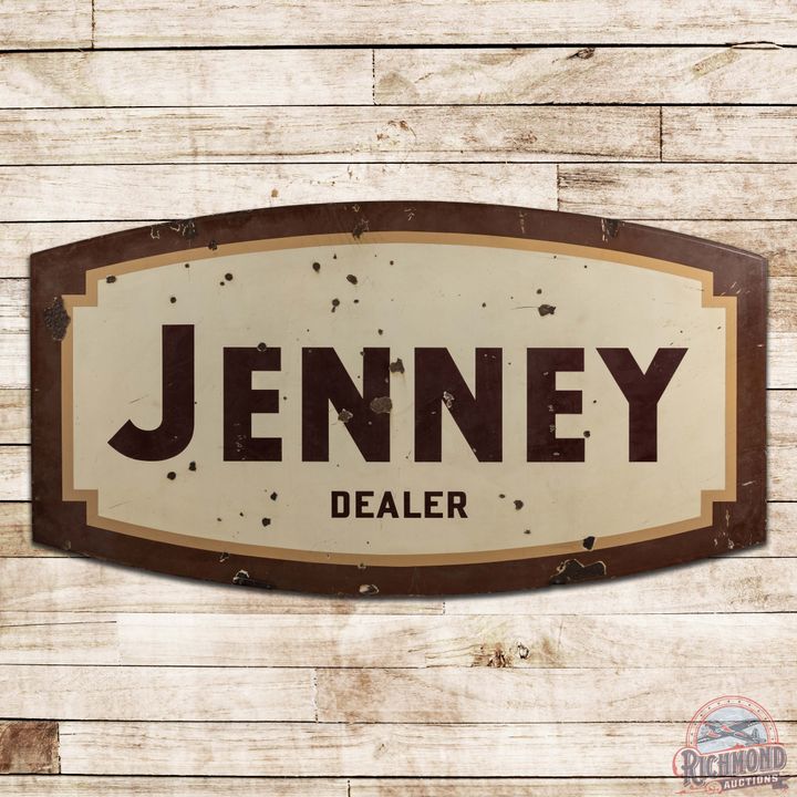 Scarce Jenney Dealer Gasoline 7' Double Sided Porcelain ID Sign
