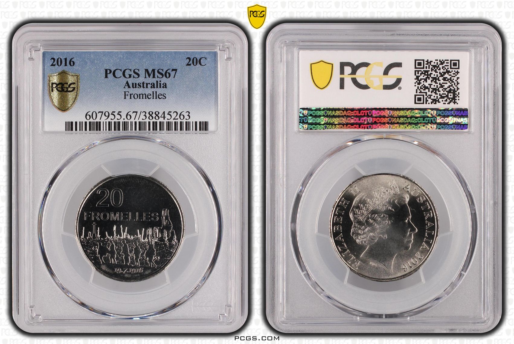 2016 Australia Twenty Cent, 20c Fromelles PCGS - MS67 POP 3/0 -263