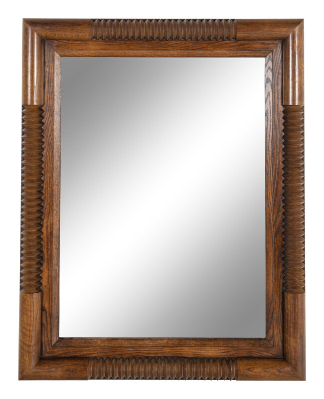 A Contemporary Carved Oak Mirror