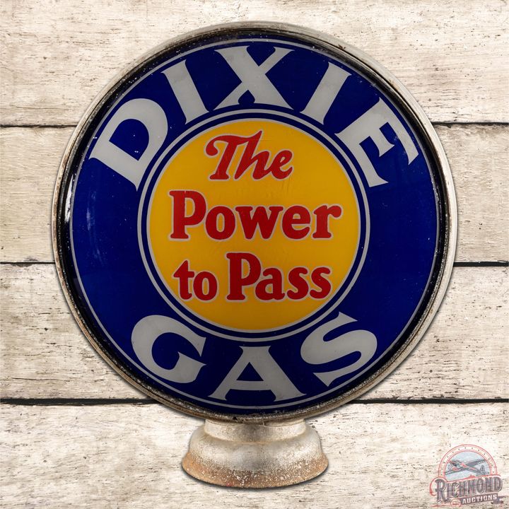 Dixie Gas The Power to Pass 15" Single Gas Pump Globe Lens on HP Metal Body