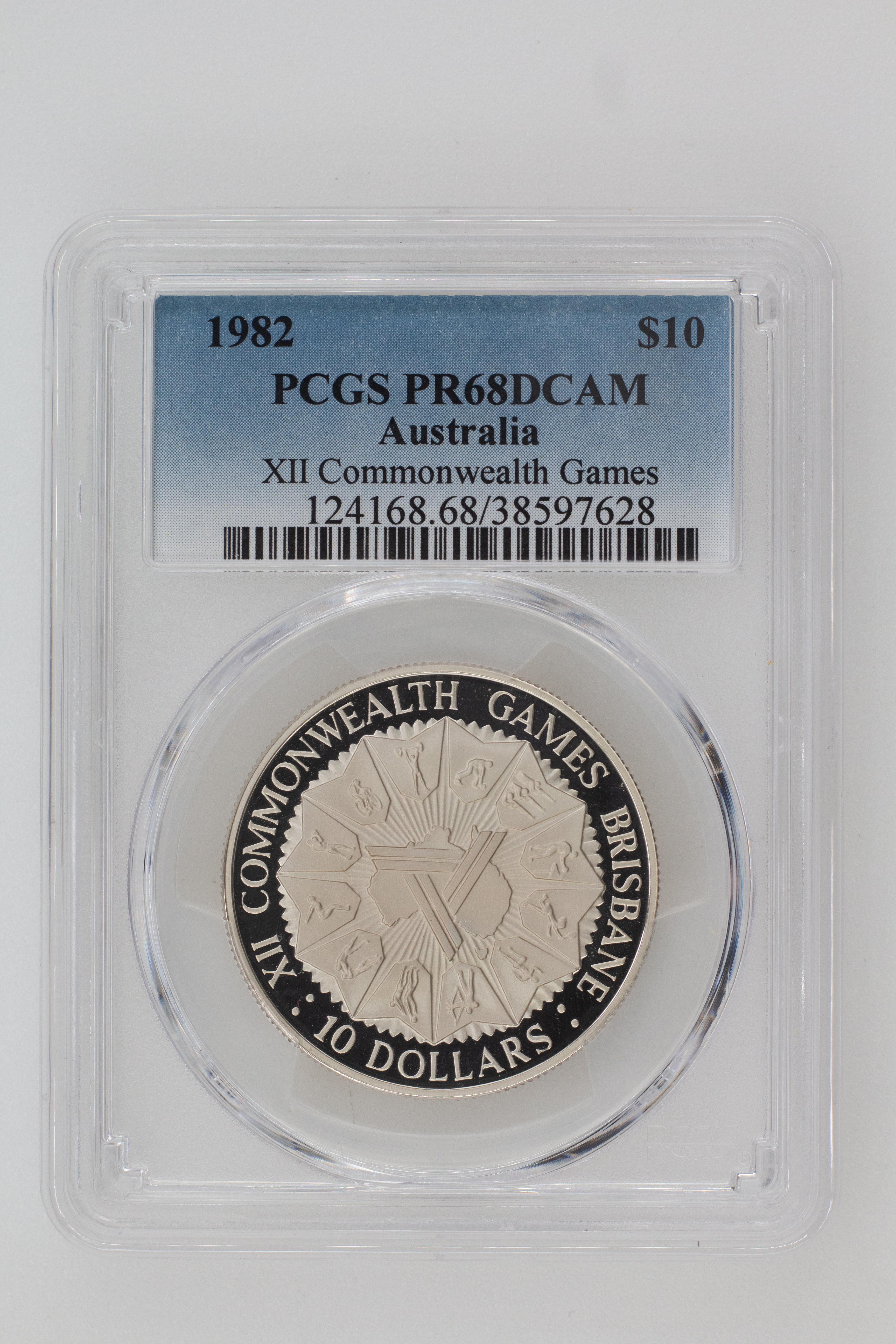 1982 Australia Ten Dollar, $10 XII Commonwealth Games PCGS - PR68DCAM -628