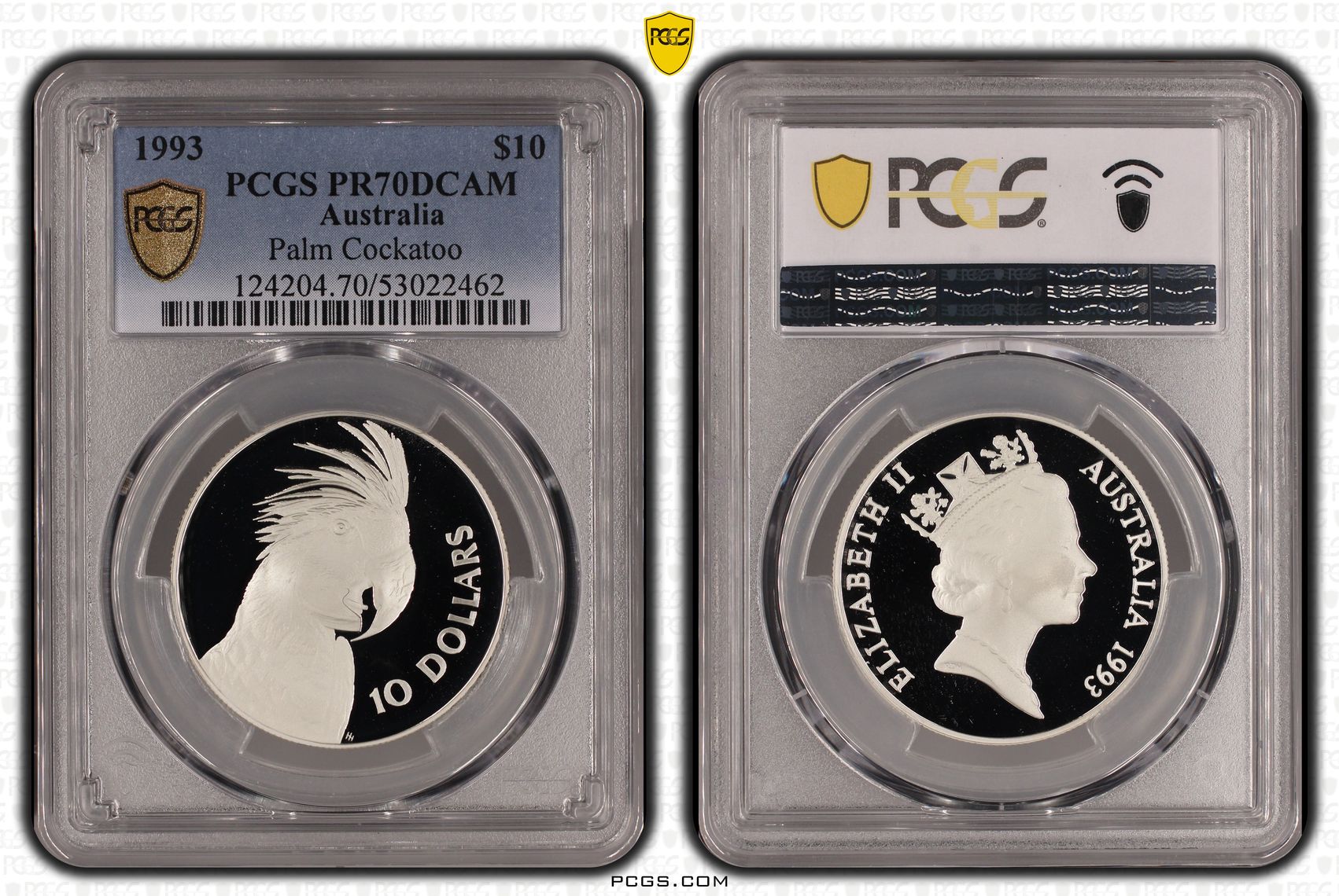 Elizabeth II, Palm Cockatoo, 12/0, Ten Dollar, 1993, PCGS PR70DCAM