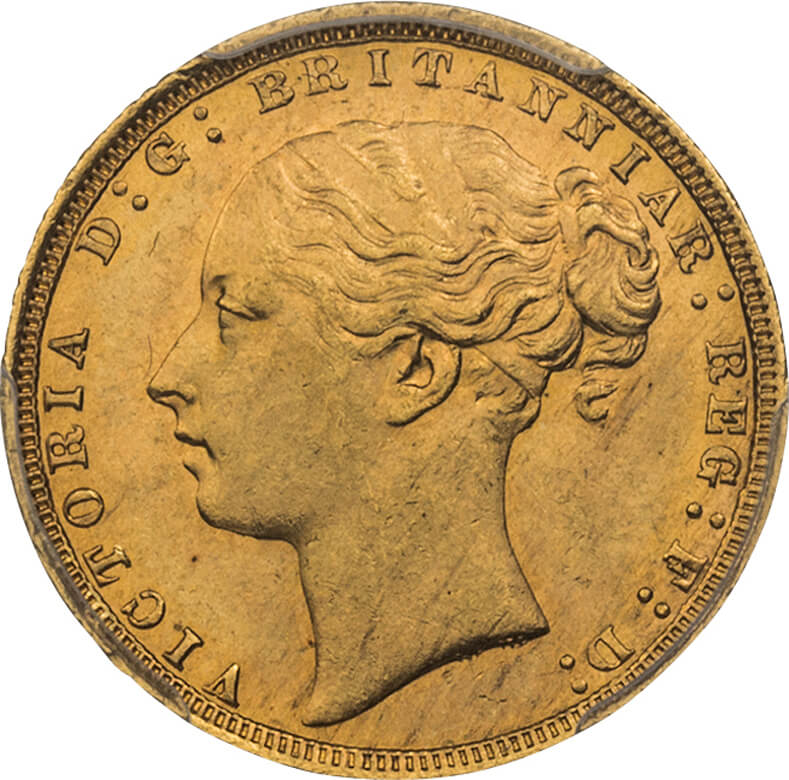 大英帝国　ヴィクトリア女王　1ソブリン金貨(シールドタイプ)　1871 英国-GB. gold. 1871. 1. Sovereign. PCGS MS64. 未使用. UNC