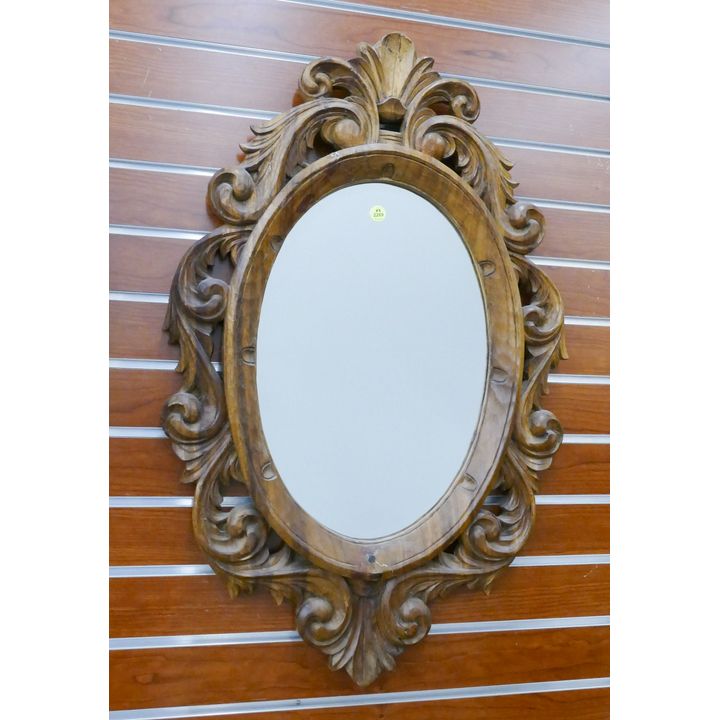 Old Italian Ornately Carved Oval Mirror- 30x19''