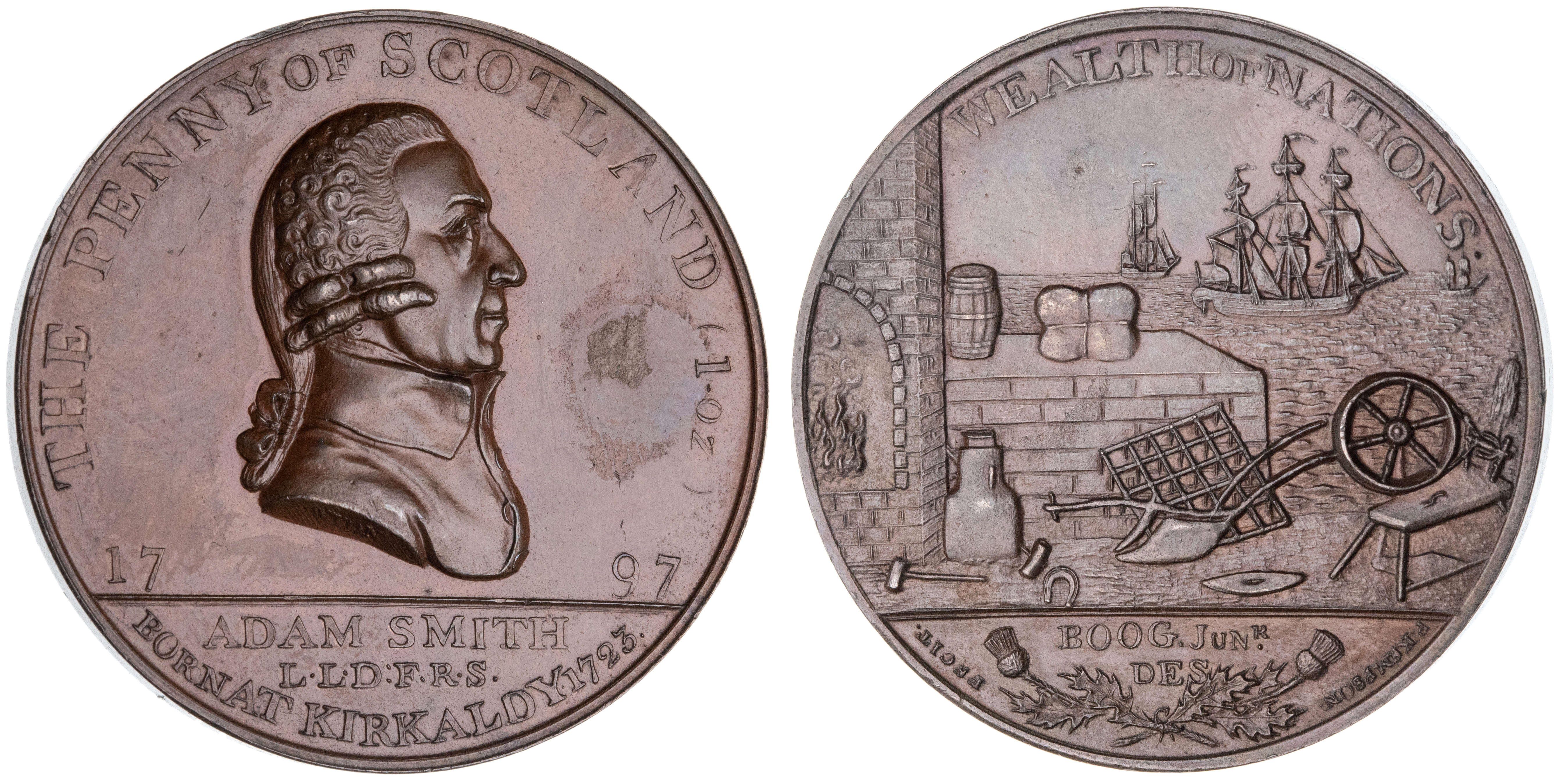 Scotland, Adam Smith, Bronze Medal, 1797, aUNC