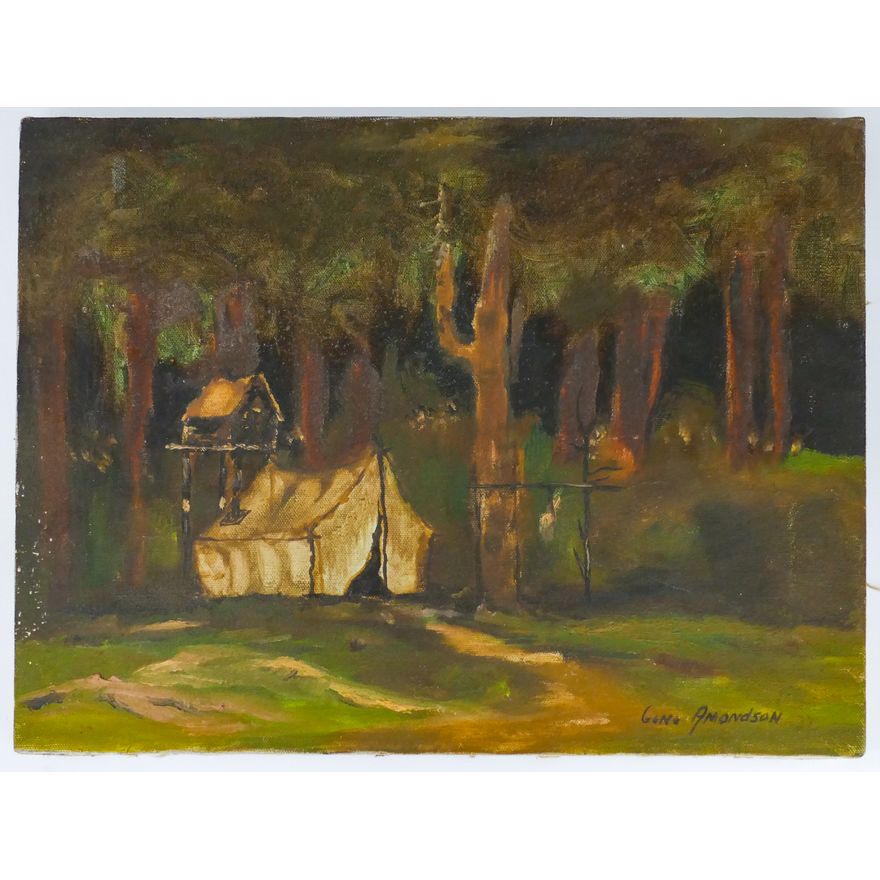 Gene Amondson ''Forest Camp'' Oil on Canvas 12''x16''