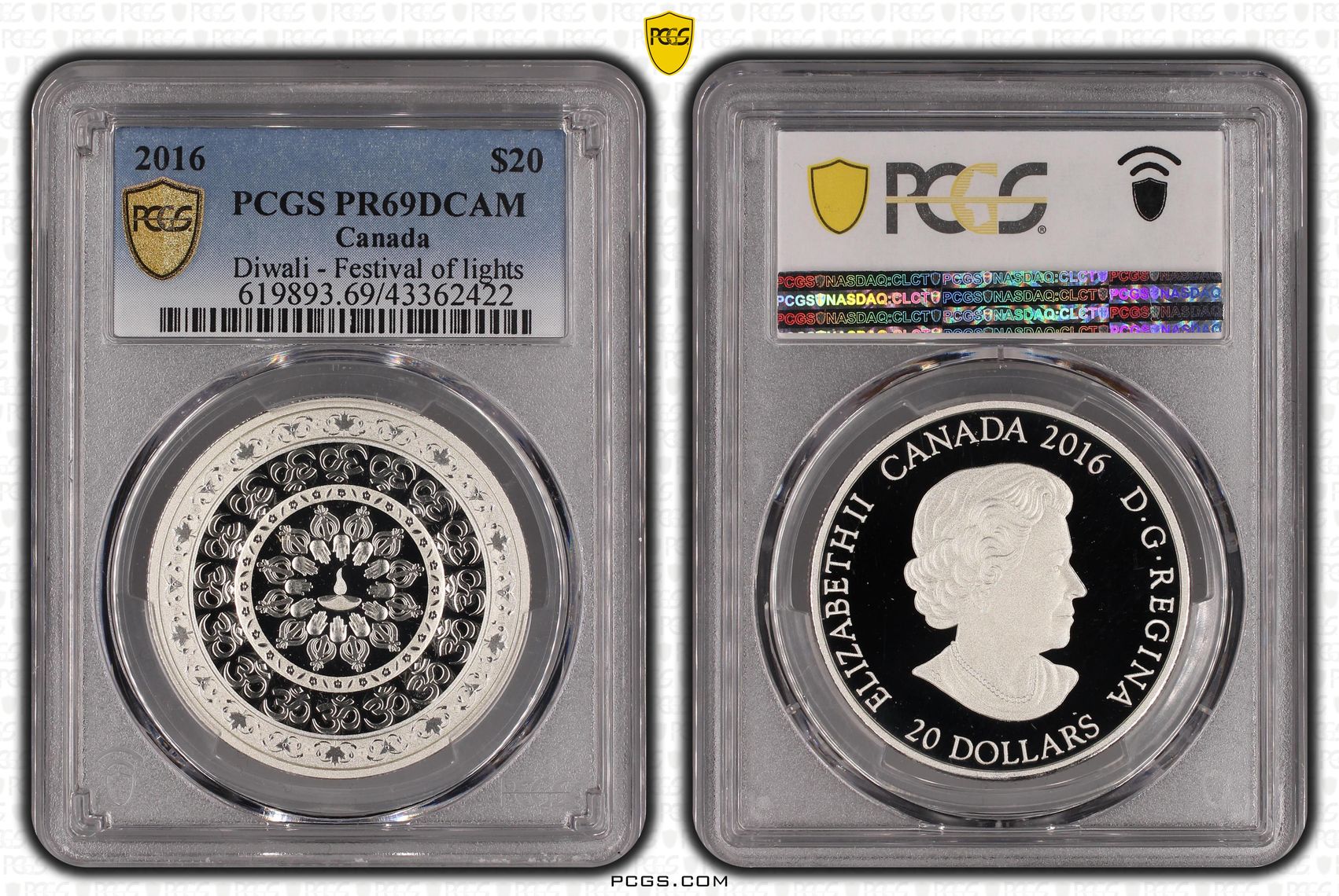 Canada, Diwali-Festival of lights, POP 2/0, Two Dollar, 2016, PCGS PR69DCAM