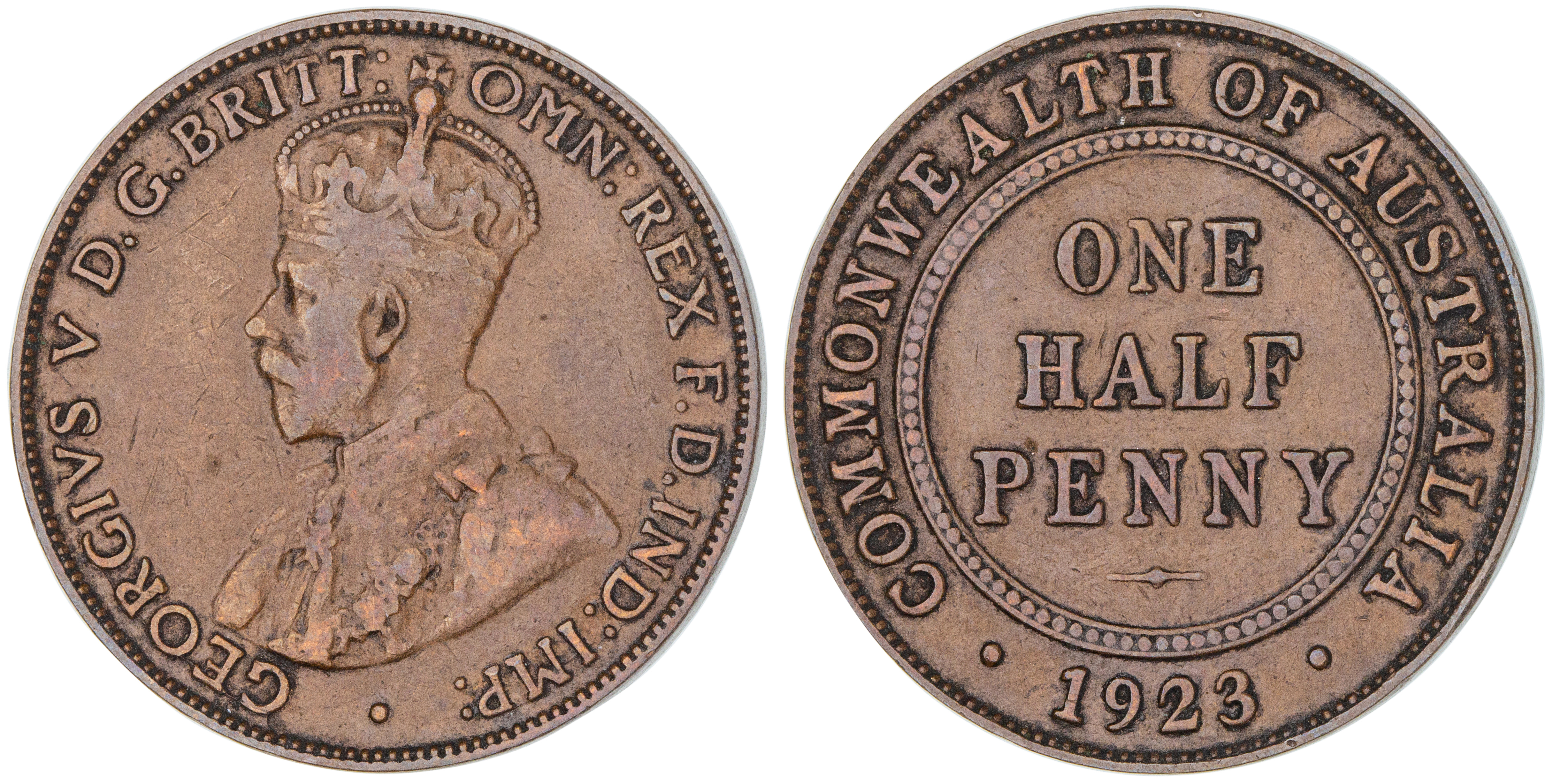 George V, Halfpenny, 1923, gFine
