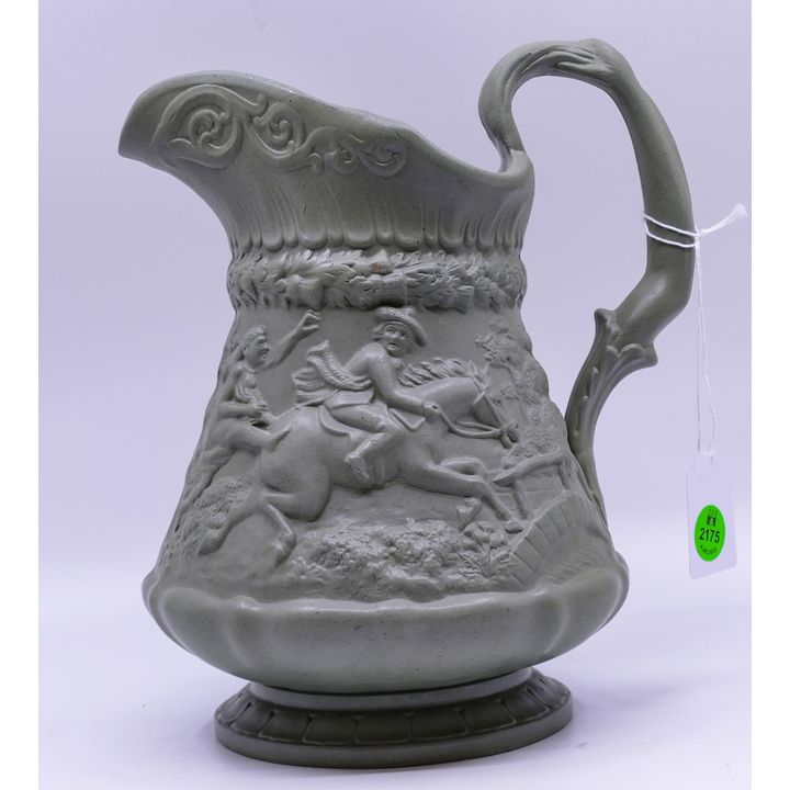 Antique Ridgeway Molded Bisque Pitcher- 9''