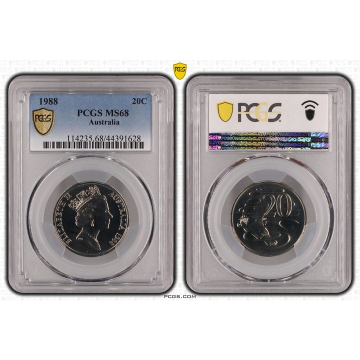 1988 Australia Twenty Cent, 20c PCGS - MS68 -628