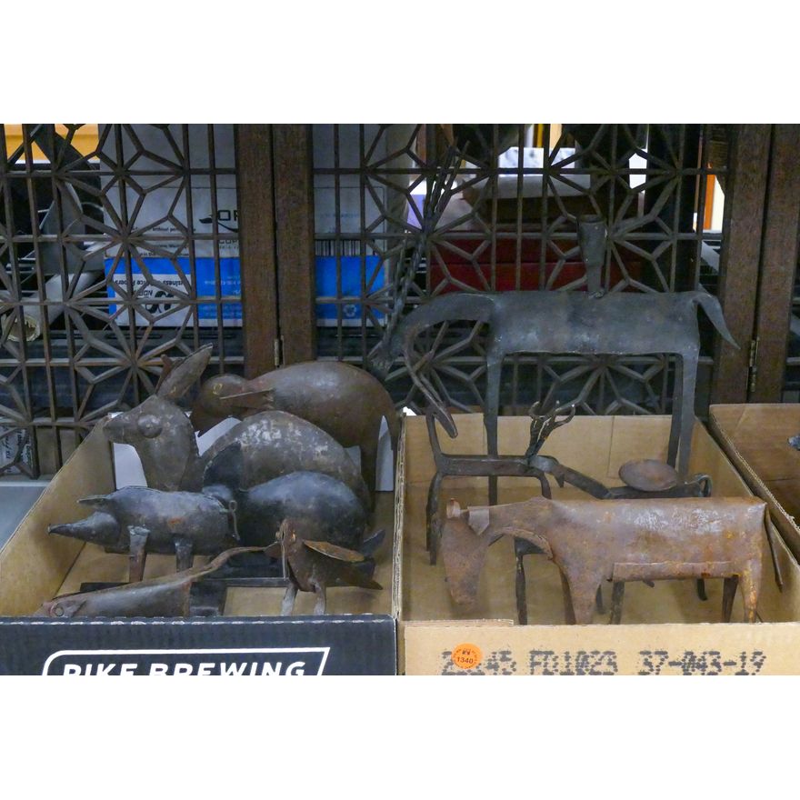2 Boxes Primitive Metal Animal Figures