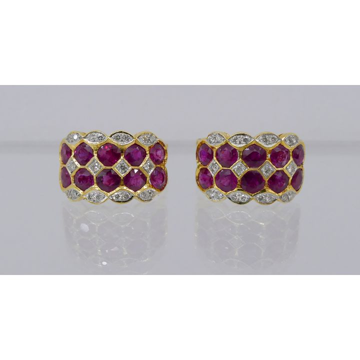 Pair Lady's 18k Ruby and Diamond Earrings