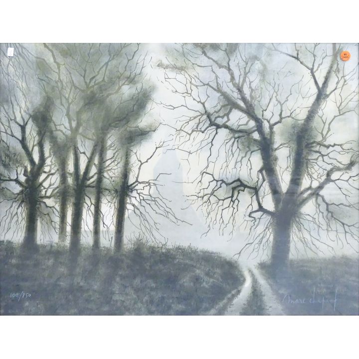 Marc Chapaud (French) ''Landscape with Trees'' S/N Lithograph
