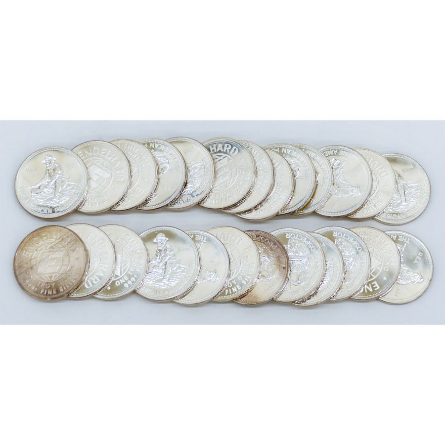 25pc Engelhard .999 Silver 1 Troy Ounce Prospector Coins 1984
