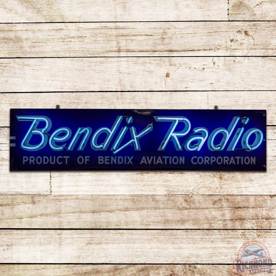 Bendix Radio Aviation Corporation 5.5' Single Sided Porcelain Neon Sign