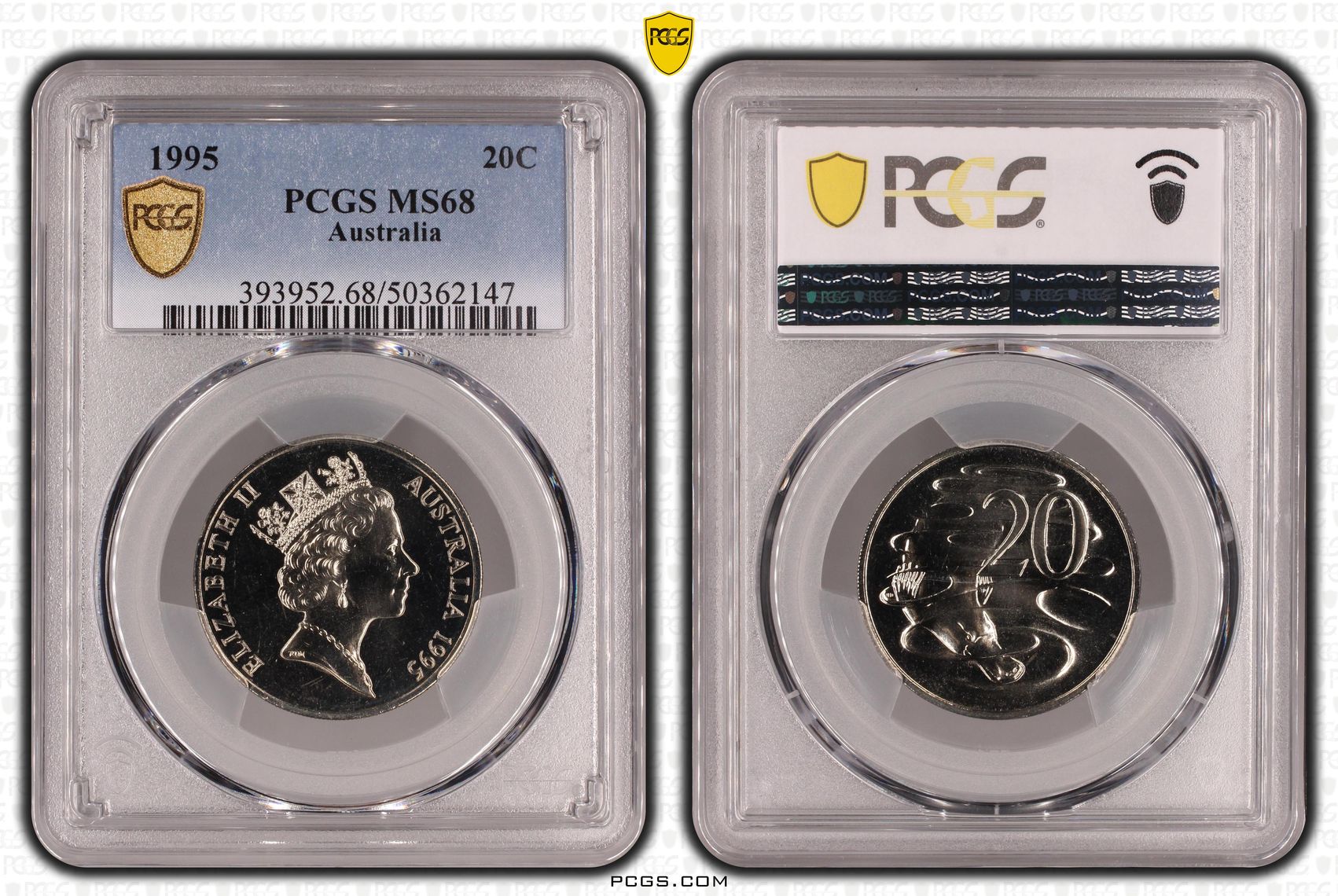 , Twenty Cent, 1995, PCGS MS68