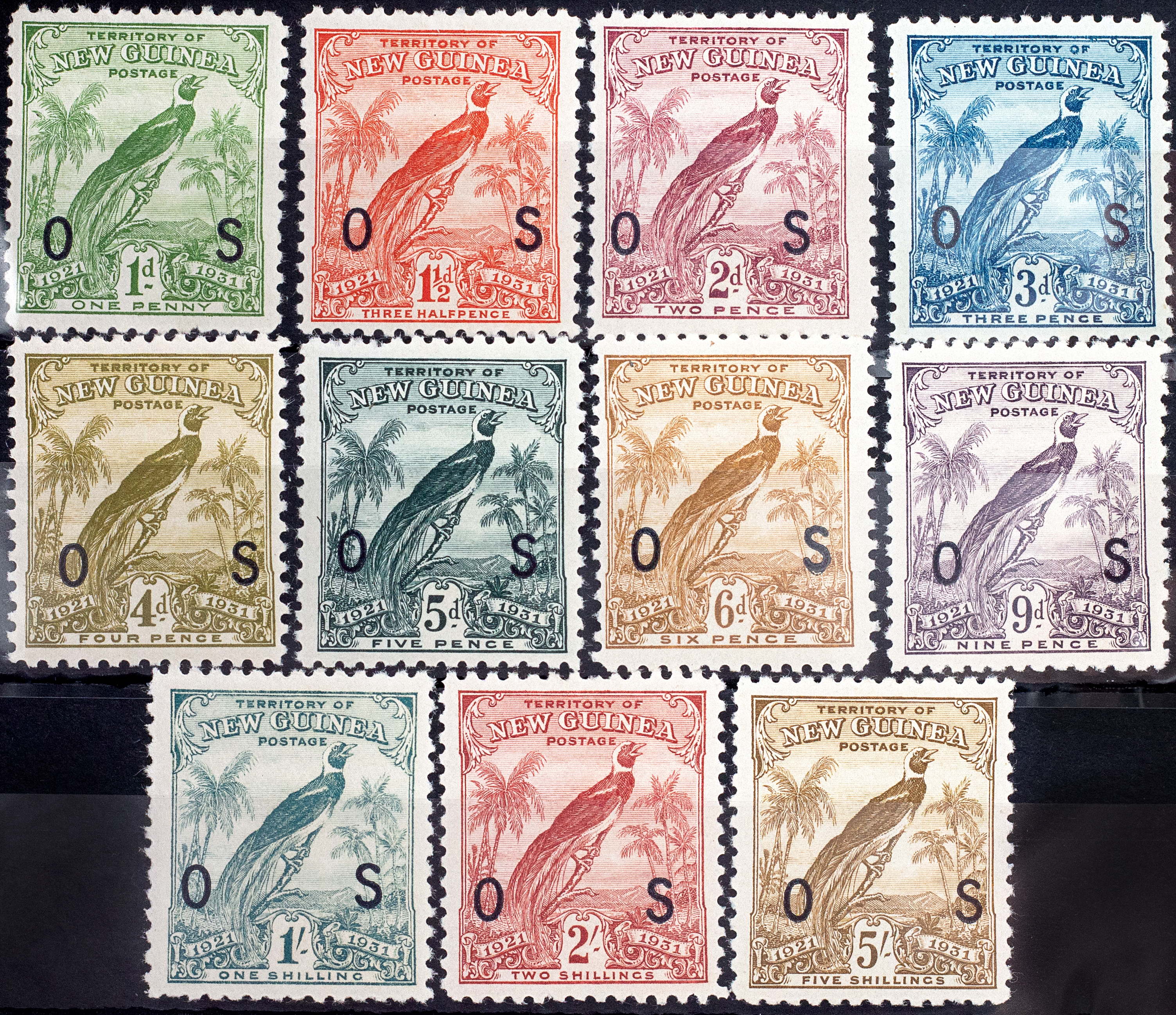 New Guinea, Dated Birds Official Overprint OS, 1931, Fine