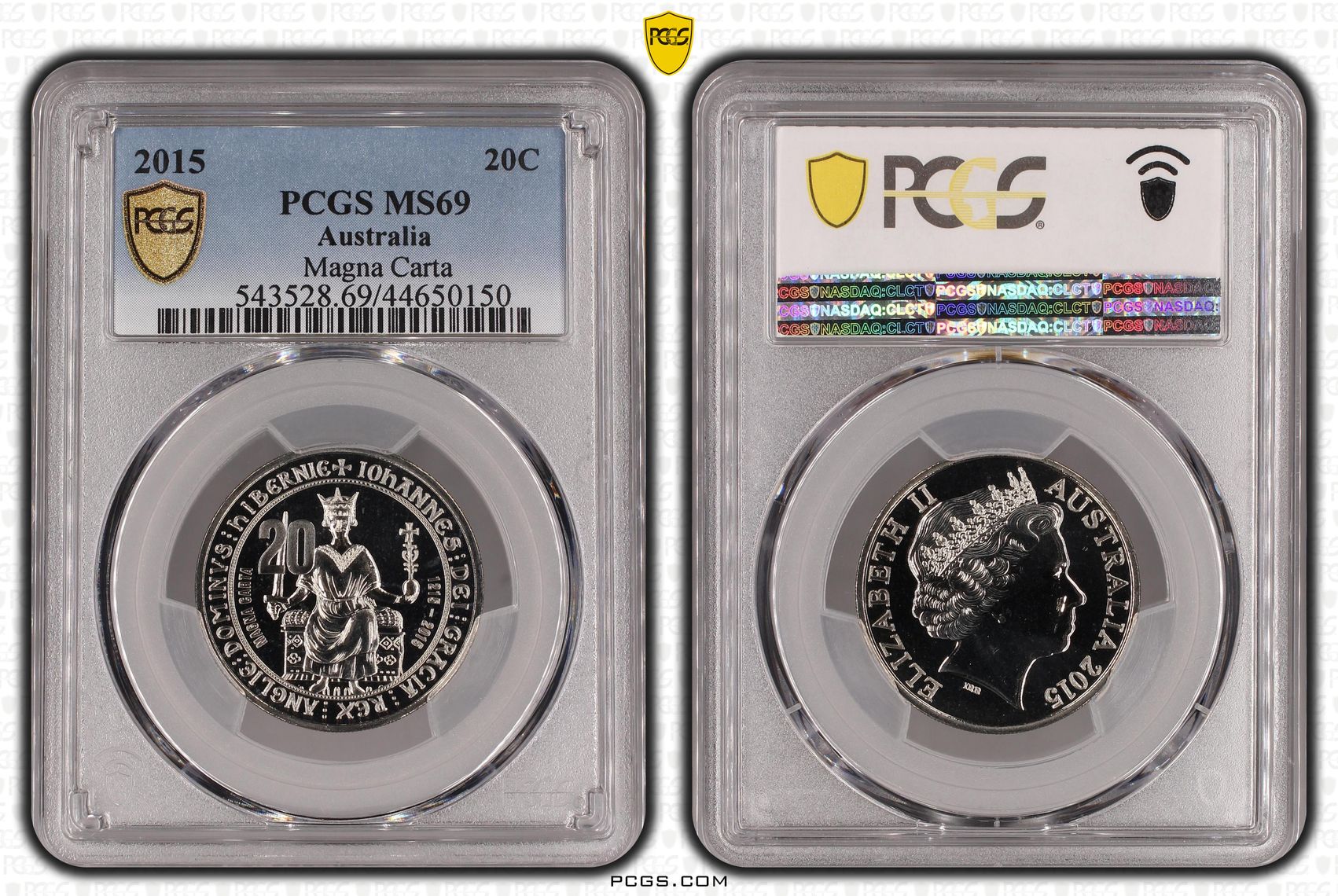 61 · 2015 Australia Twenty Cent, 20c Magna Carta PCGS - MS69 POP 10/0 -150
