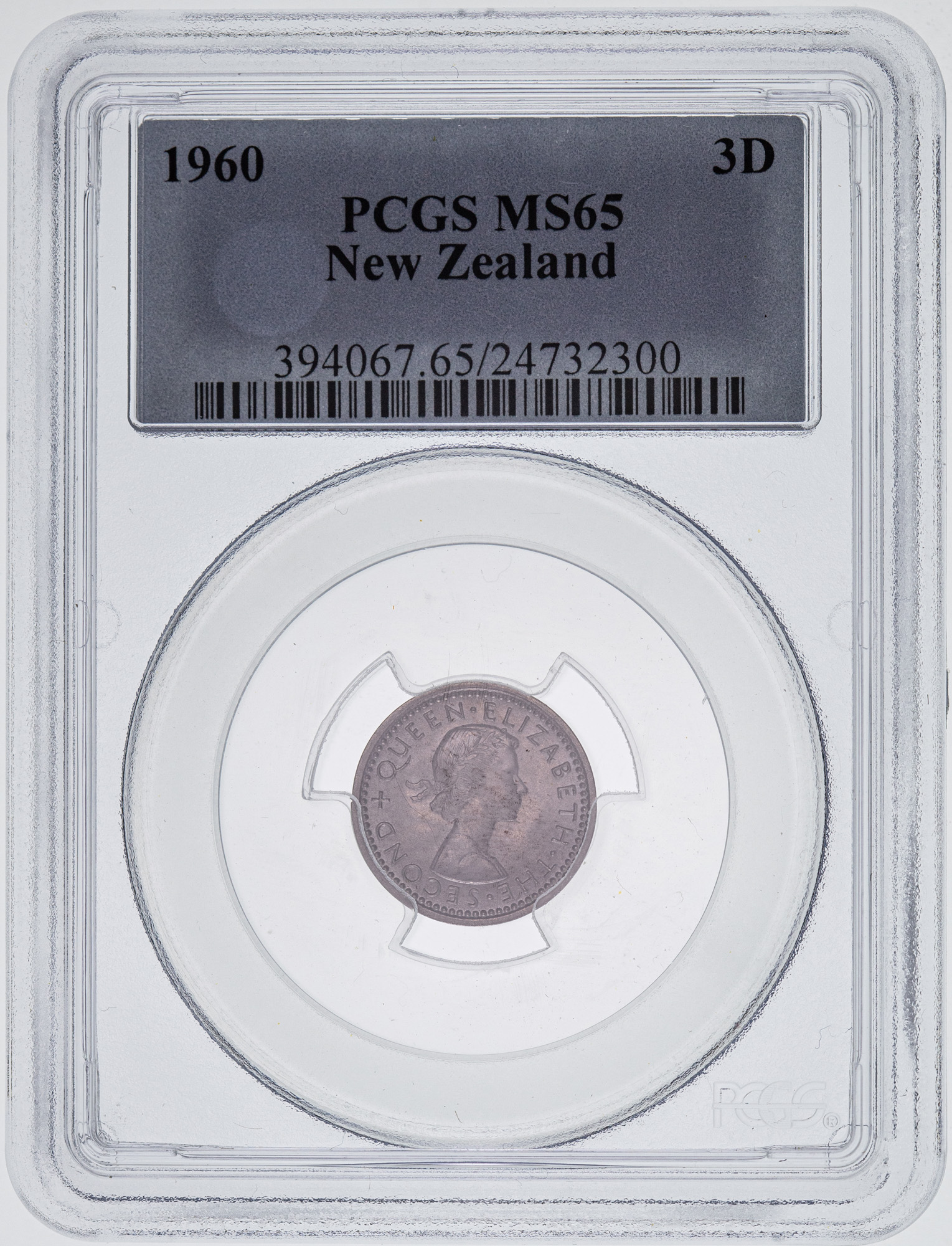 42 · New Zealand, Threepence, 1960, PCGS - MS65