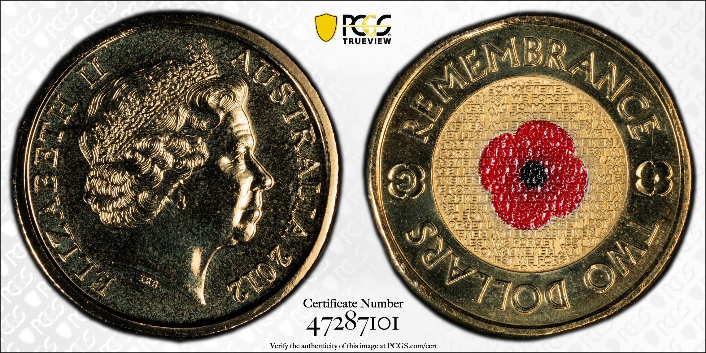 Remembrance Day Colorized, Two Dollar, 2012-C, PCGS MS68