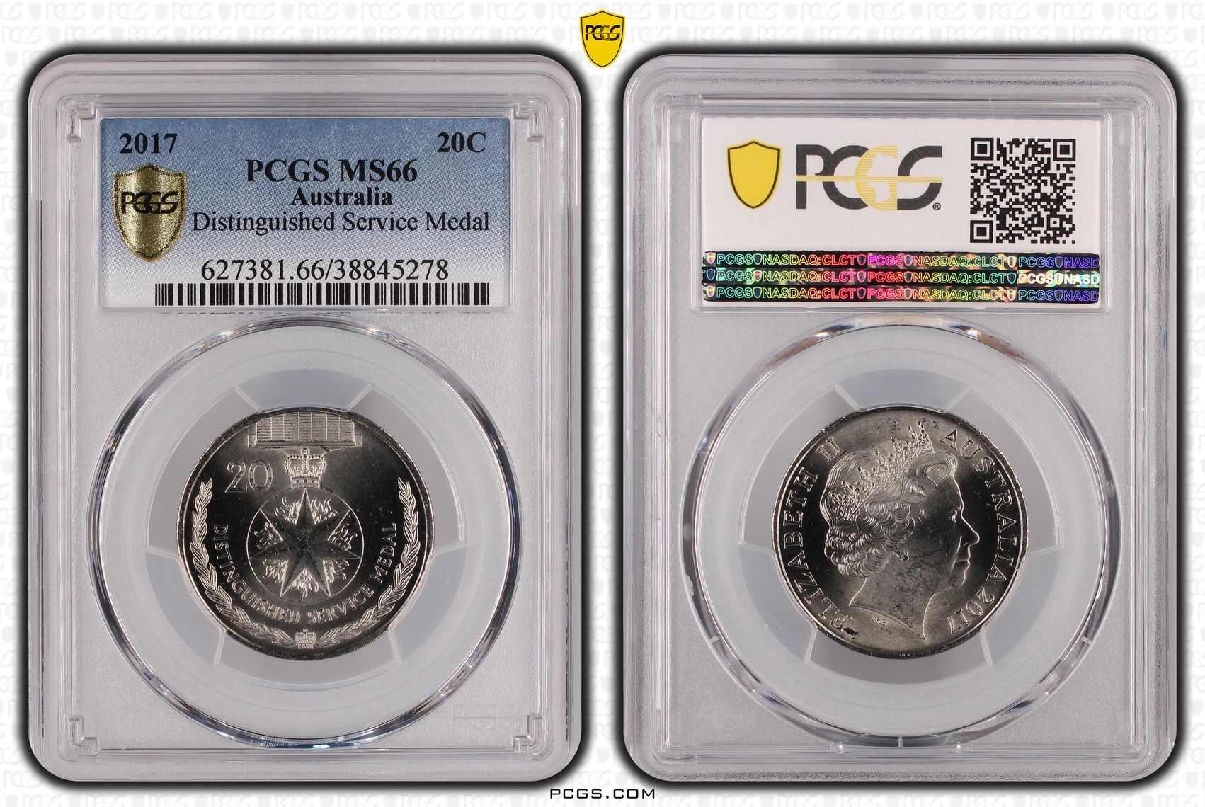 2017 Australia Twenty Cent, 20c Distinguished Service Medal PCGS - MS66 -278