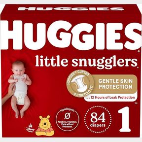 Huggies Size 1 Diapers, Little Snugglers Newborn Diapers, Size 1 (8-14 lbs), 84 Count