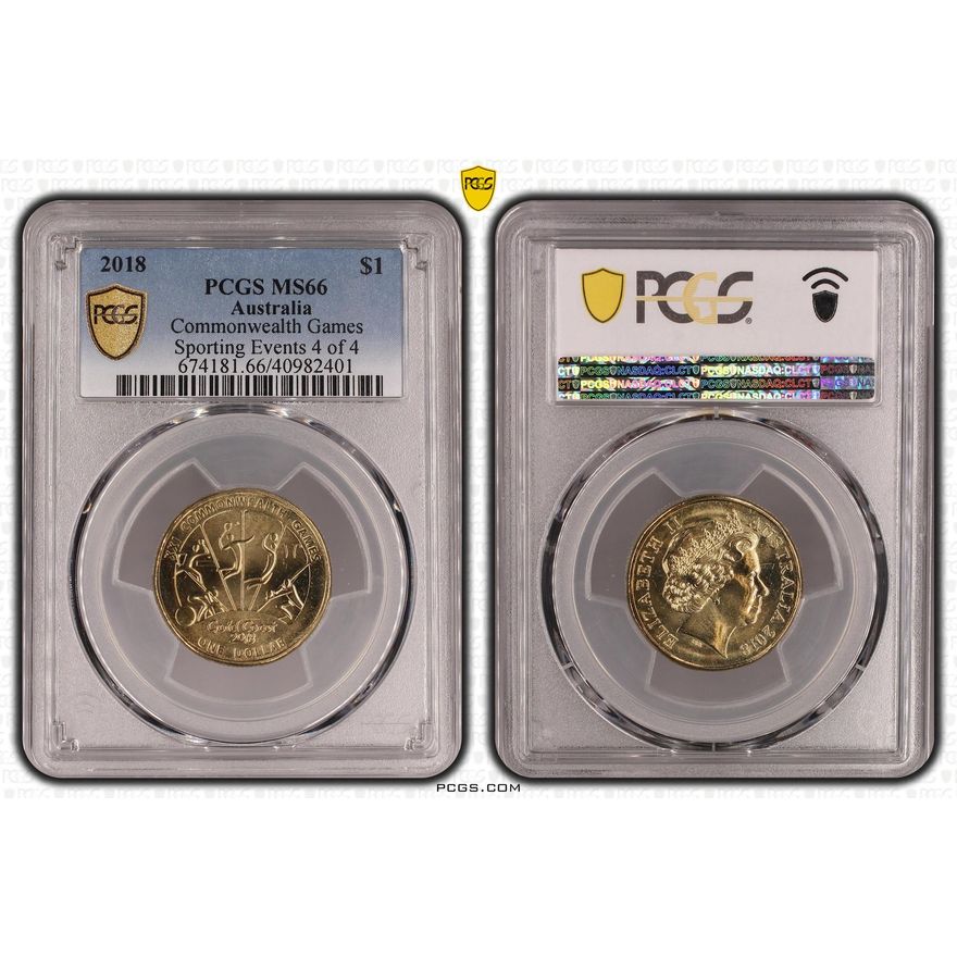 Elizabeth II, Commonwealth Games - Sporting Events 4 of 4, One Dollar, 2018, PCGS MS66