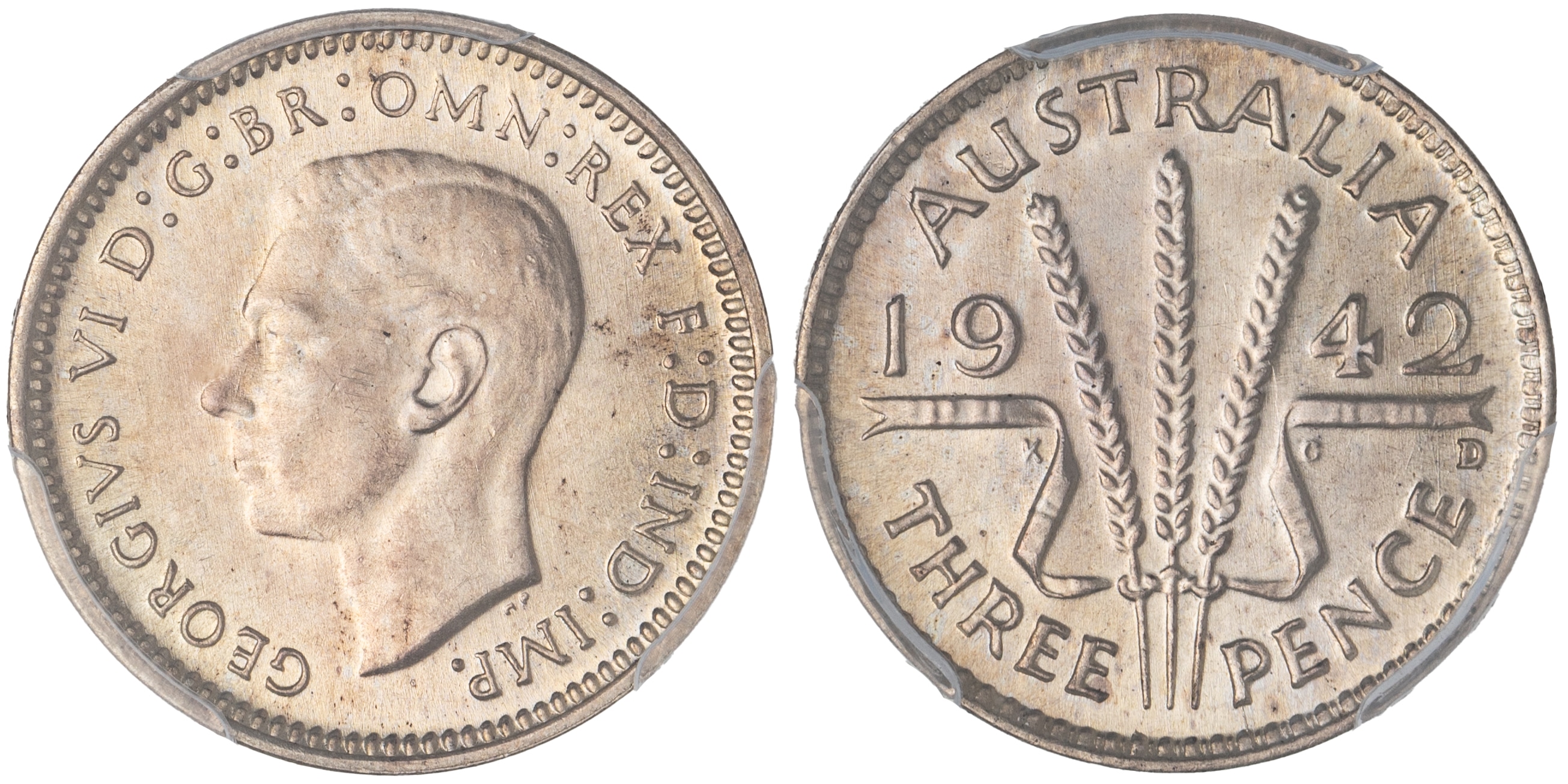George VI, Threepence, 1942-D, PCGS MS65