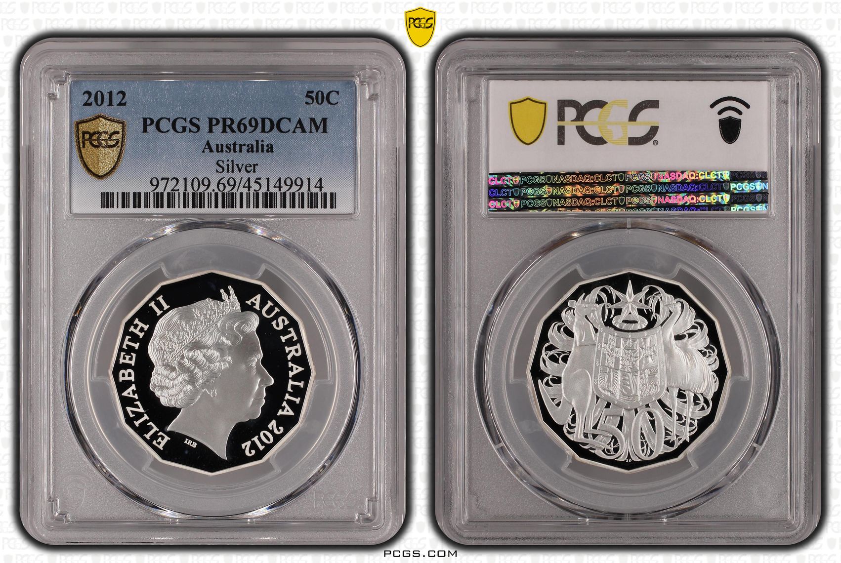 2012 Australia Fifty Cent, 50c Silver PCGS - PR69DCAM -914