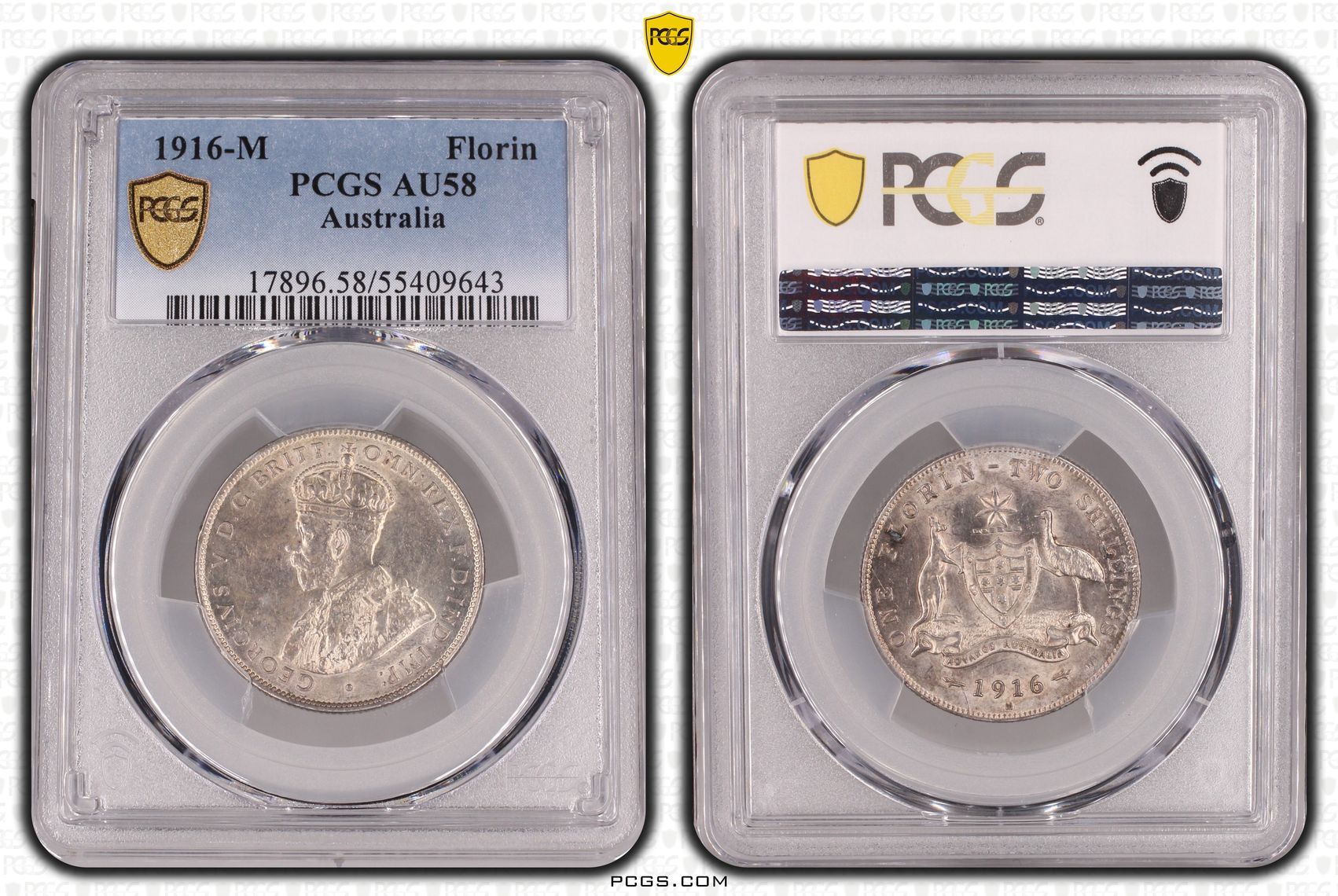 Florin, 1916-M, PCGS AU58