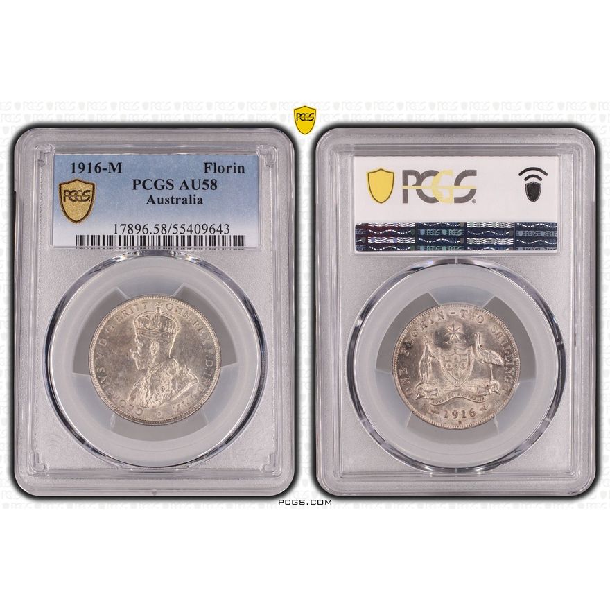 Florin, 1916-M, PCGS AU58
