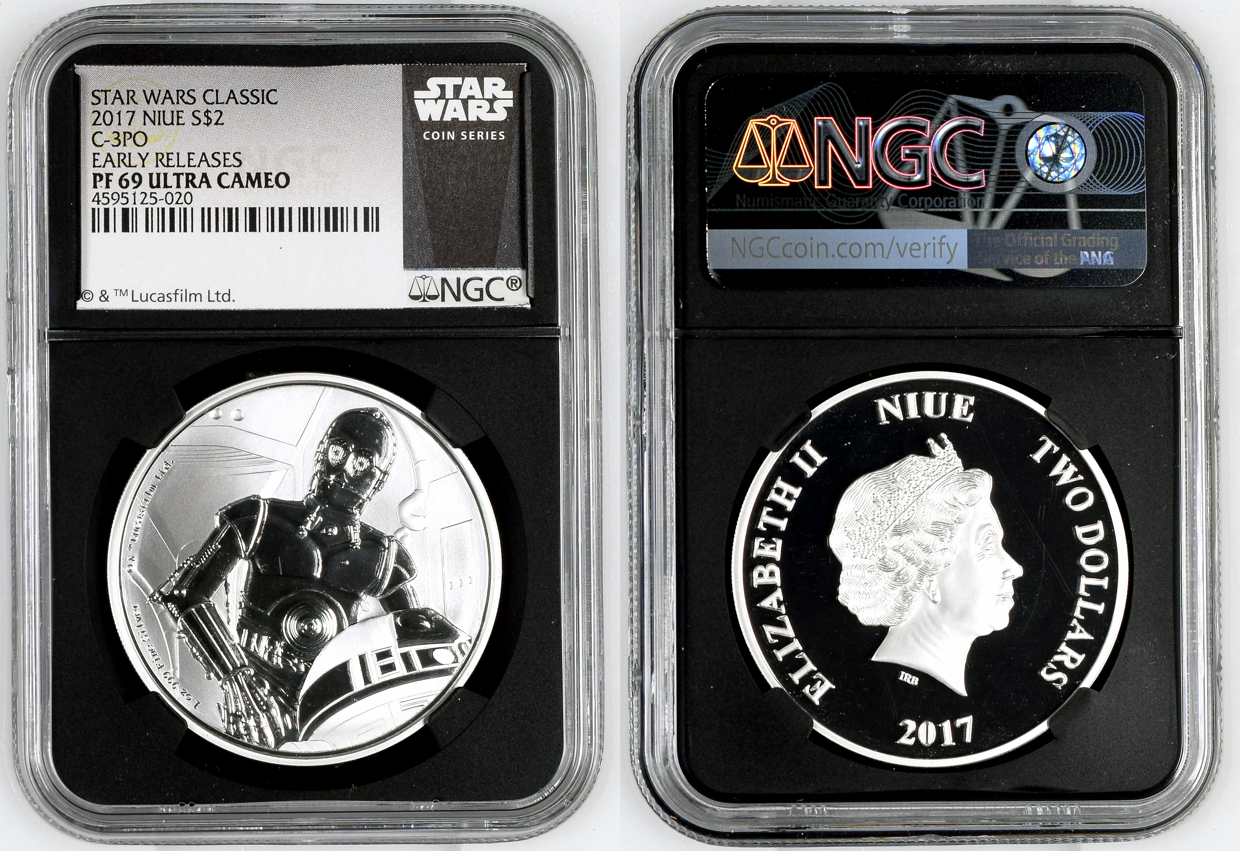 Niue, C-3Po, Two Dollar, 2017, NGC PF 69 ULTRA CAMEO
