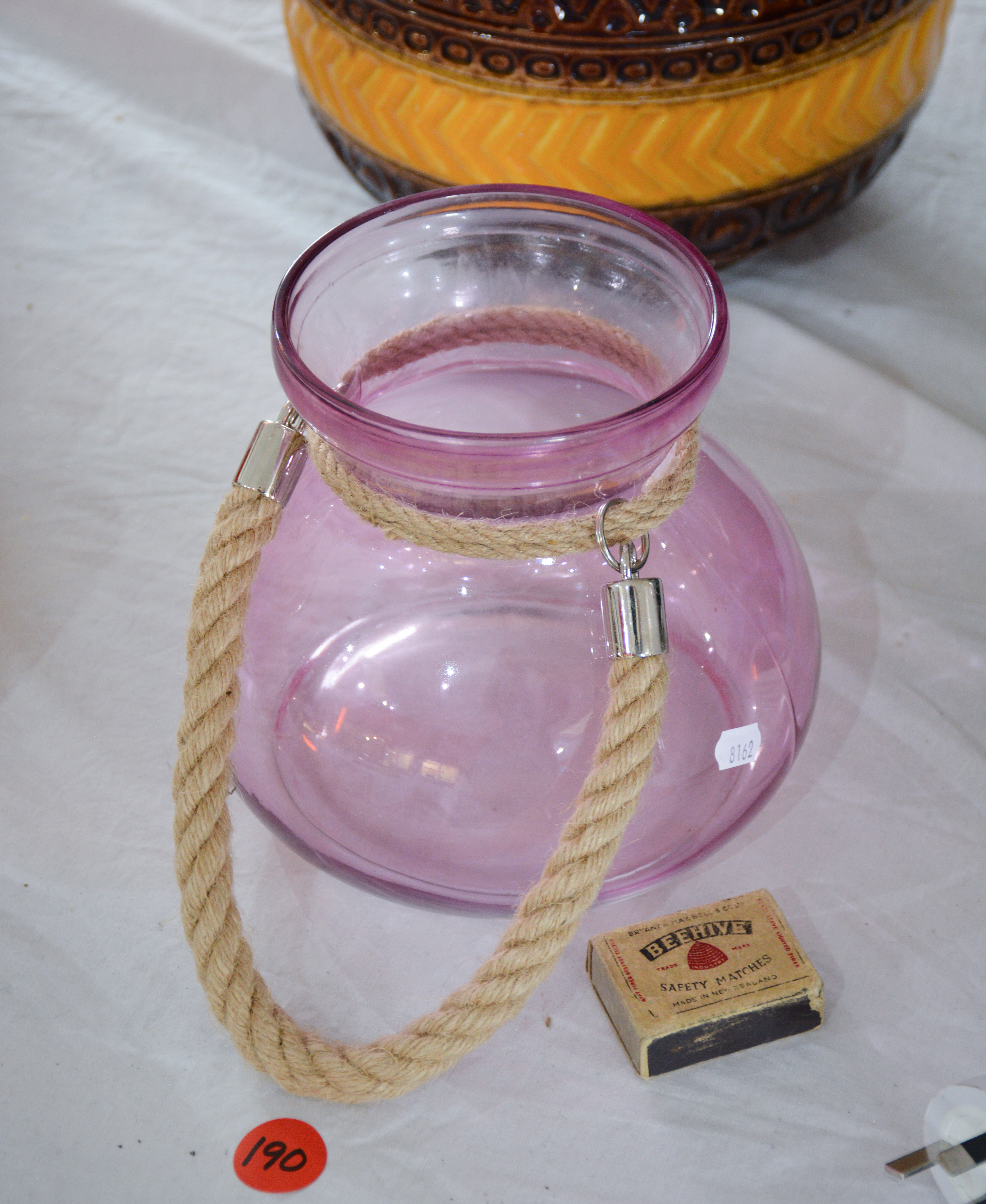 Pink Glass Handled Vase — sold at auction in New Zealand for $5