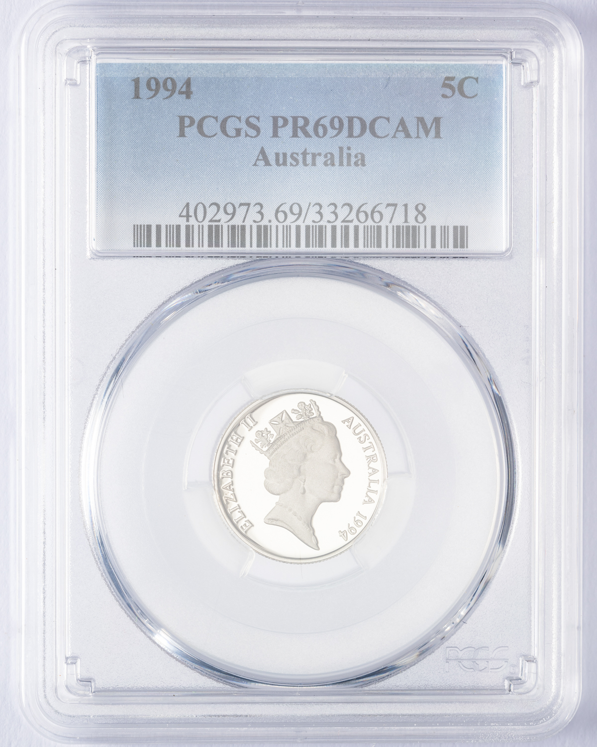 Elizabeth II, Five Cent, 1994, PCGS PR69DCAM