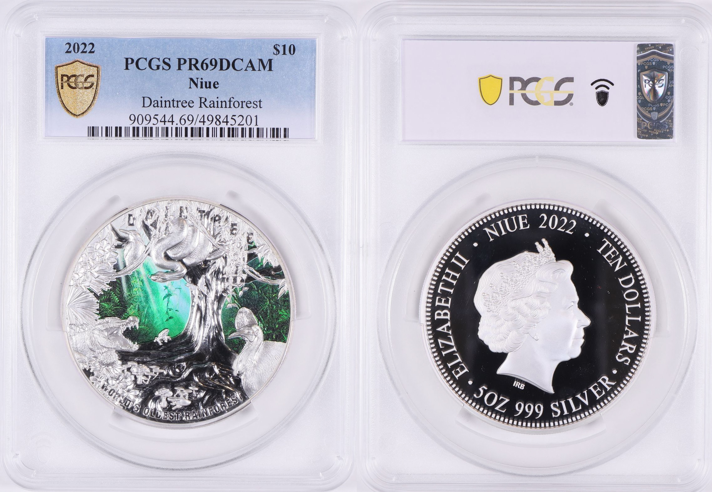 Niue, Daintree Rainforest , Ten Dollar, 2022, PCGS PR69DCAM