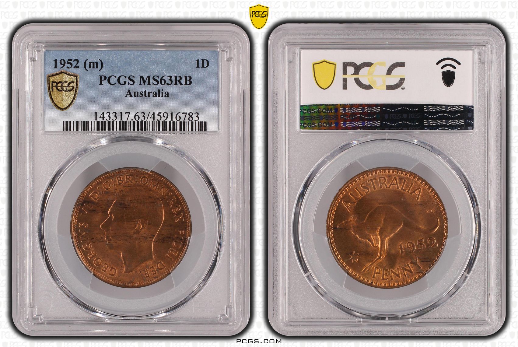 1952 Australia Penny PCGS - MS63RB -783